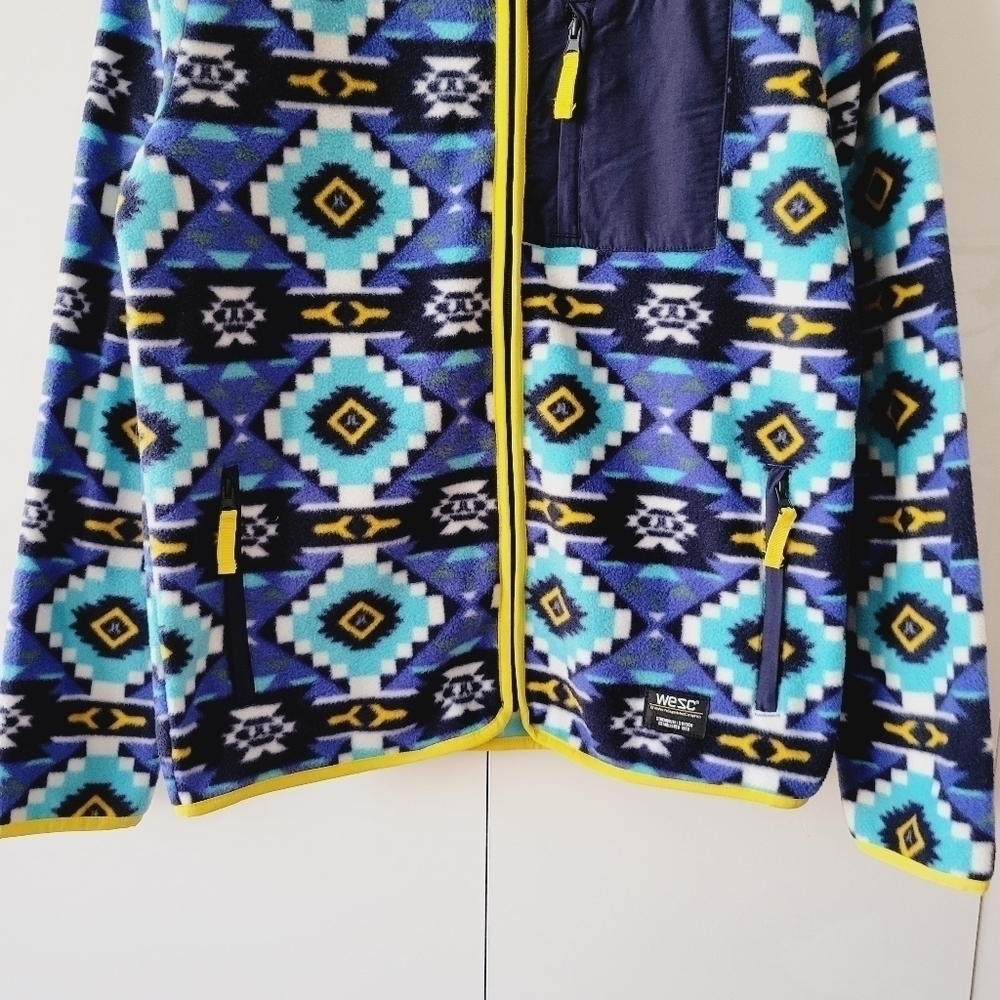 WESC Moritz Aztec Unisex Polar Fleece Jacket - Picture 4 of 13